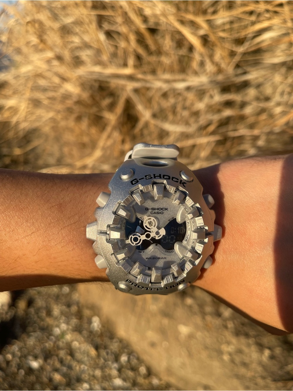 G-Shock Silver White Resin Dual-Display Watch